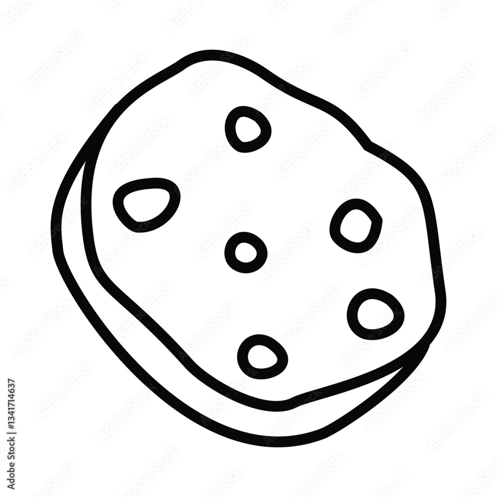 cookie round with crumbs, doodle illustration cookie round with crumbs, doodle illustration
