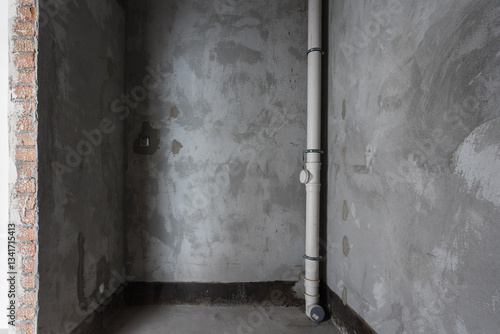 interior of the apartment without decoration in gray colors. rough finish