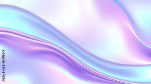 Wallpaper Mural A vibrant holographic background with smooth gradient waves and an iridescent sheen. The reflective surface shifts between pastel blues, purples, and pinks, Created with generative AI Torontodigital.ca