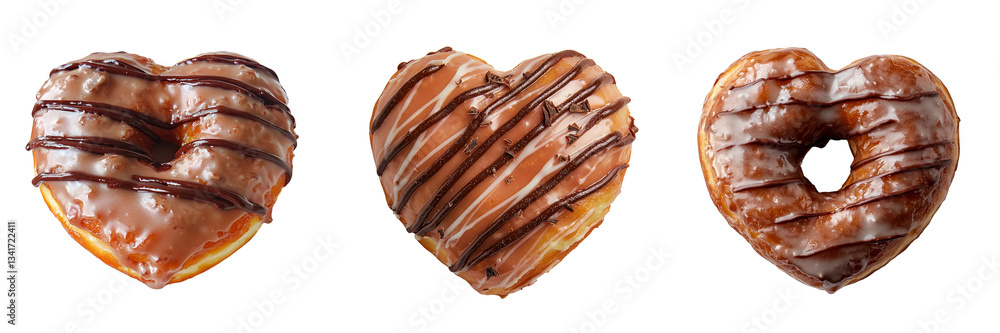 Isolated on a transparent background is a heart-shaped donut made entirely of chocolate and generated by Generative Ai Isolated on a transparent background is a heart-shaped donut made entirely of chocolate and generated by Generative Ai