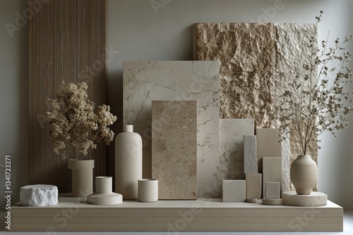 Elegant Arrangement of Natural Textures and Shapes on a Minimalist Display