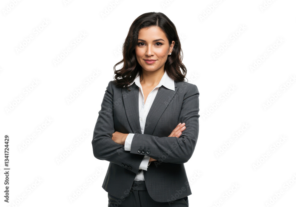 Shes one confident exec. Studio portrait of a successful businesswoman posing isolated on White background Shes one confident exec. Studio portrait of a successful businesswoman posing isolated on White background