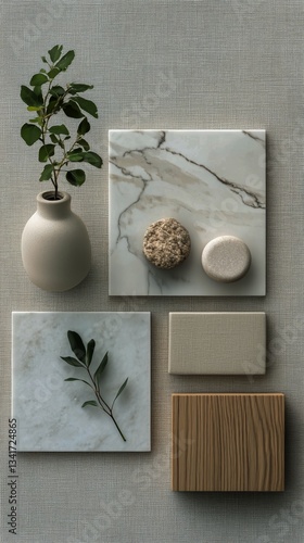 Stylish Arrangement of Natural Materials and Textures on a Neutral Background