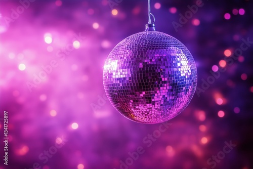 Sparkling Disco Ball Hanging in Vibrant Atmosphere With Colorful Lights at a ...