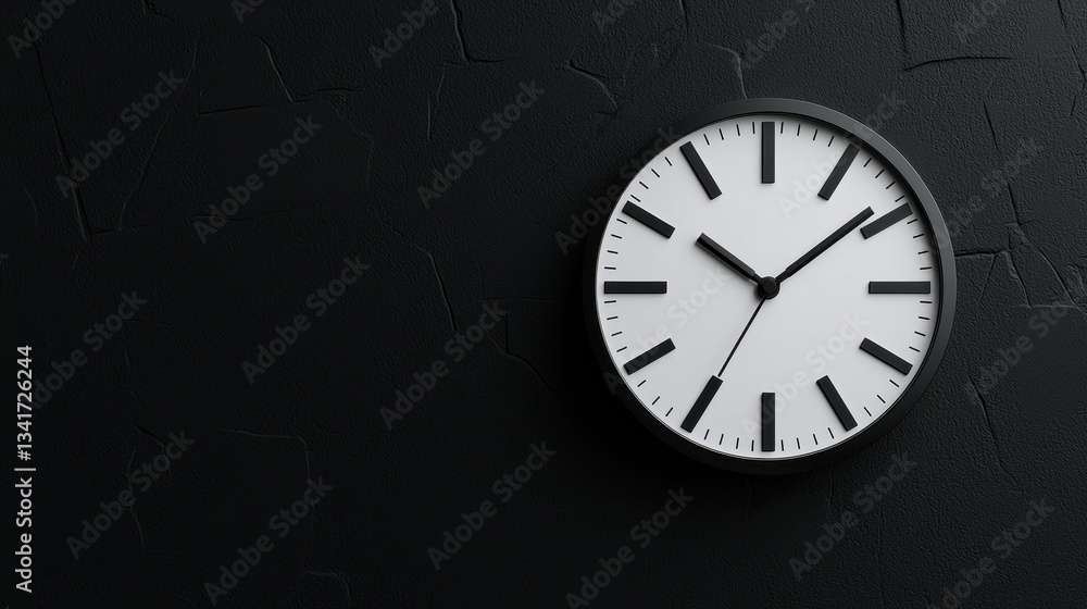 custom made wallpaper toronto digitalA modern clock against a textured black wall, symbolizing time and elegance.