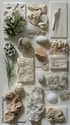 Exploring Textures and Patterns in a Monochromatic Arrangement of Natural Mat...