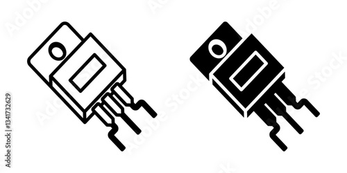 Industrial transistor icon simple vector. Electric circuit. Central computer