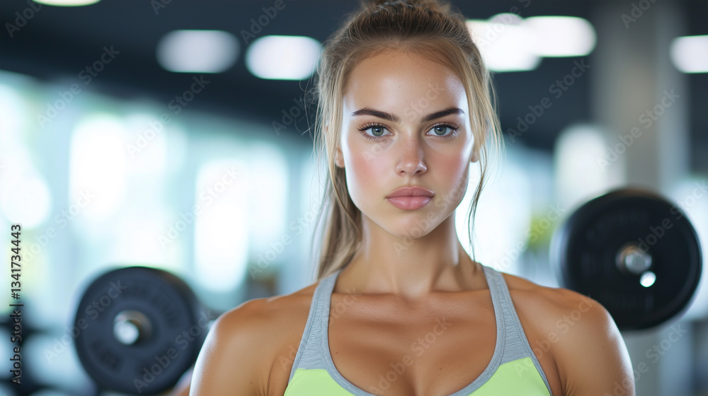 Fitness enthusiast training at the gym during daytime hours Fitness enthusiast training at the gym during daytime hours