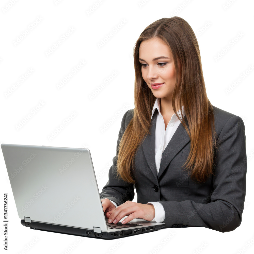 Portrait of businesswoman with laptop isolated on White background Portrait of businesswoman with laptop isolated on White background