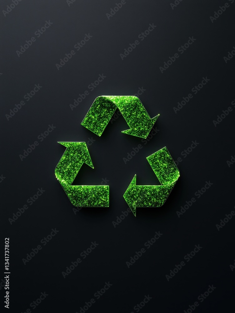 A shimmering green recycling symbol representing eco-friendliness and sustainability. A shimmering green recycling symbol representing eco-friendliness and sustainability.