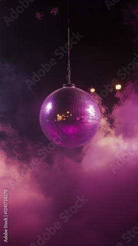 Vibrant Disco Ball Reflecting Colorful Lights at a Lively Dance Party Atmosphere
