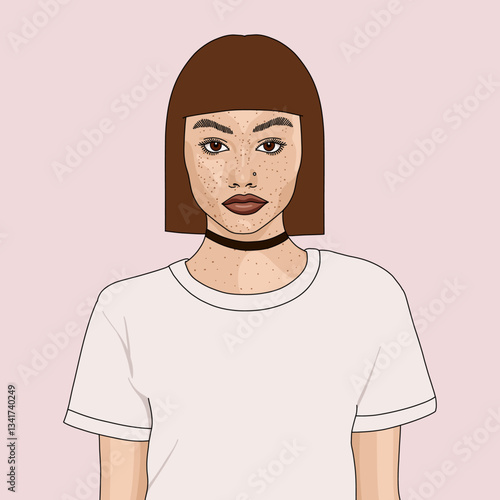 White Woman with Chocker Necklace Portrait