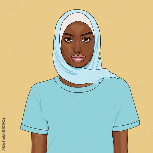 Stylized Woman with Headscarf Portrait