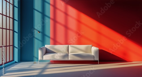 Modern Living Room With Vibrant Wall Colors and Soft Lighting Creates a Cozy ...