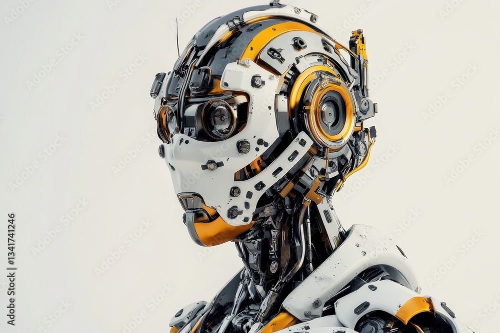 Fototapeta premium Detailed robotic head with intricate design showcasing advanced technology and craftsmanship