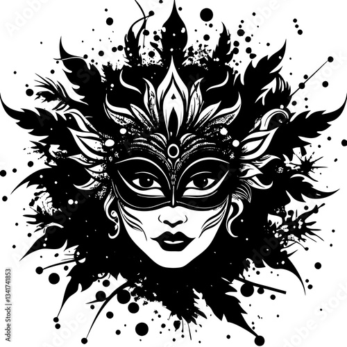 Glamourous Venetian mask art evokes carnival mystery