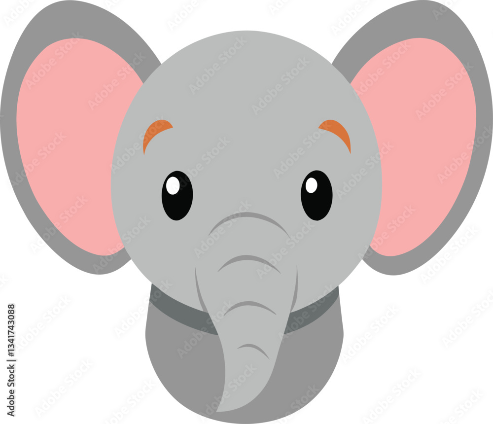 Fototapeta premium Cute Elephant Head Vector Illustration