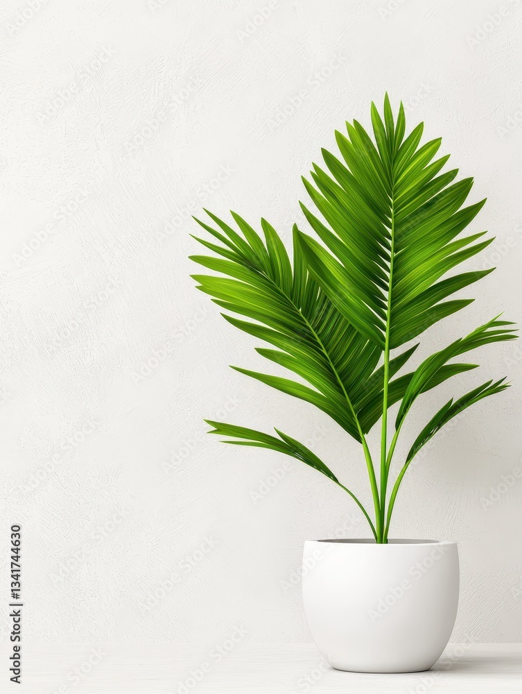 A vibrant green indoor plant in a simple white pot against a neutral background. A vibrant green indoor plant in a simple white pot against a neutral background.