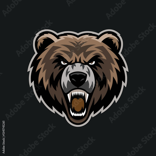bear mascot logo fierce aggressive wild animal emblem for sports and gaming

