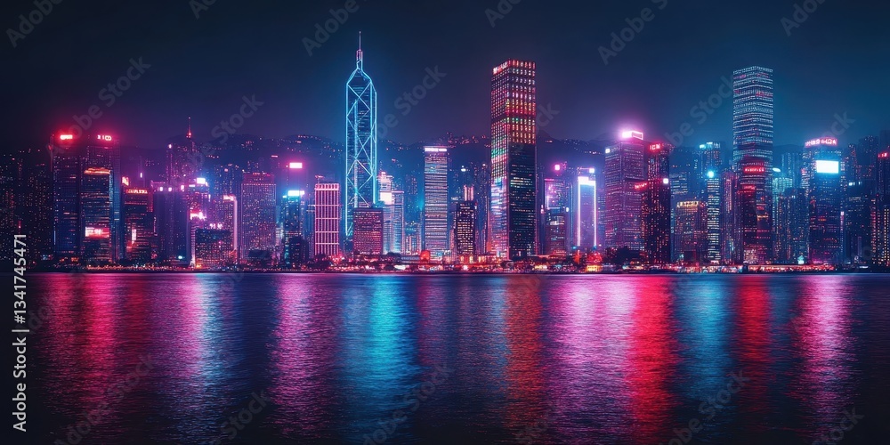 Fototapeta premium A city skyline with a large body of water in the background