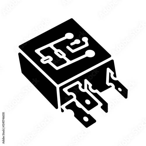Industrial relay icon simple vector. Electric circuit. Central computer