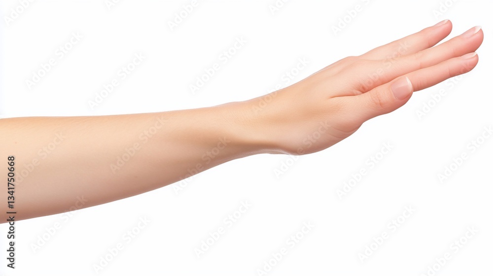 A hand reaching out, palm down, on a clean, white background A hand reaching out, palm down, on a clean, white background