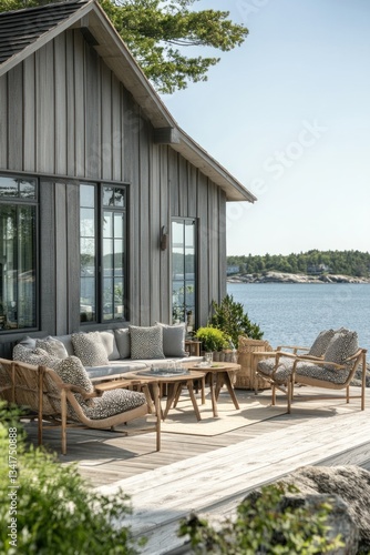 Lakeside cabin patio furniture, relaxed outdoor living