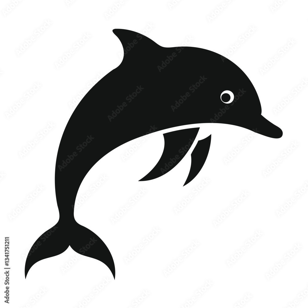 Naklejka premium Dolphin Black Silhouette Vector High-Quality Illustration on Transparent Background