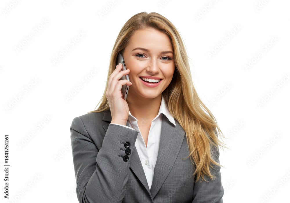 Beautiful young businesswoman talking by phone isolated on White background Beautiful young businesswoman talking by phone isolated on White background