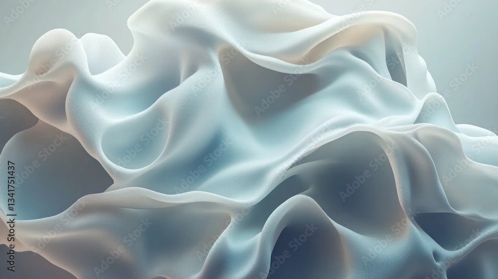 Fototapeta premium Abstract flowing fabric, soft light, studio background, fashion design