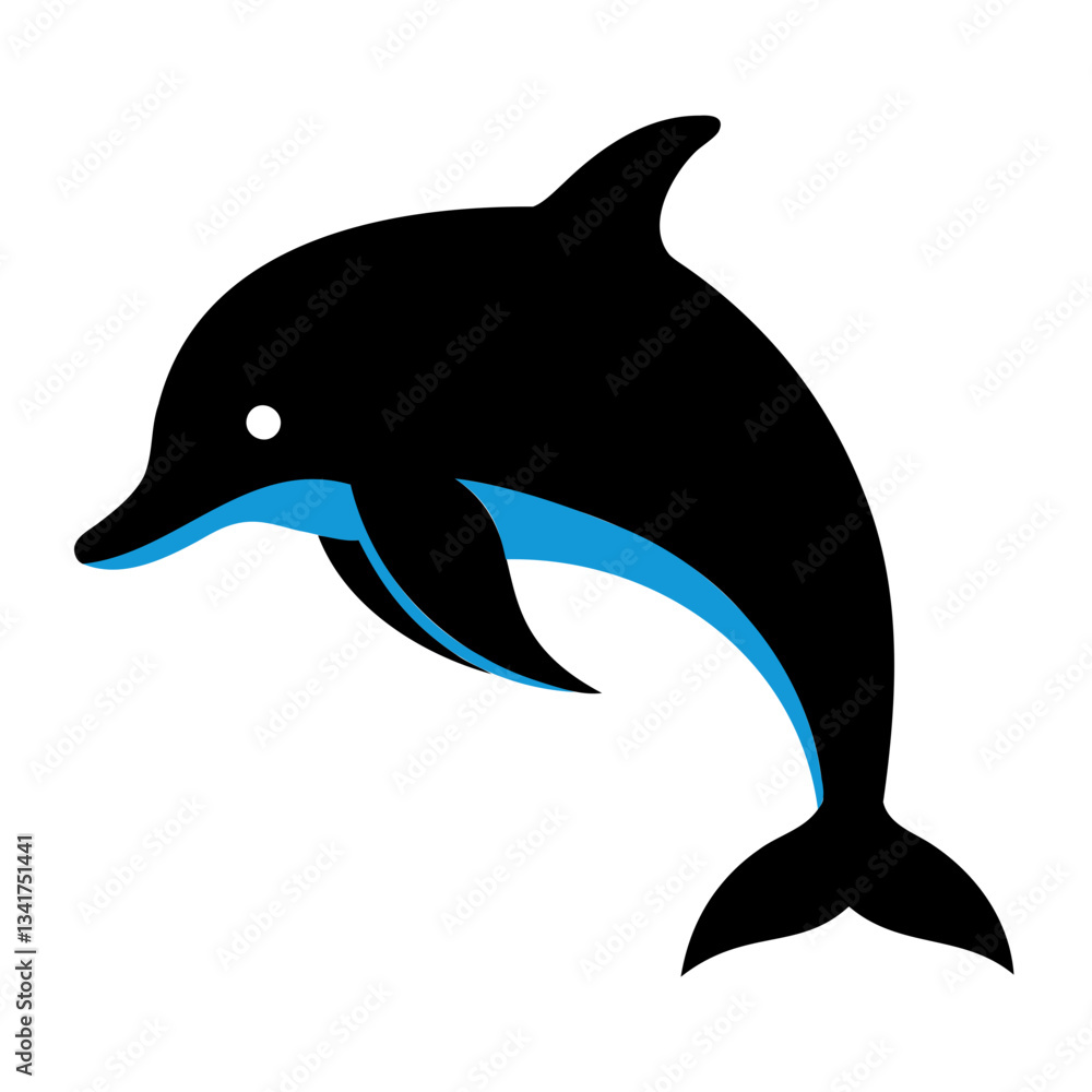 Fototapeta premium Dolphin Black Silhouette on transparent background
