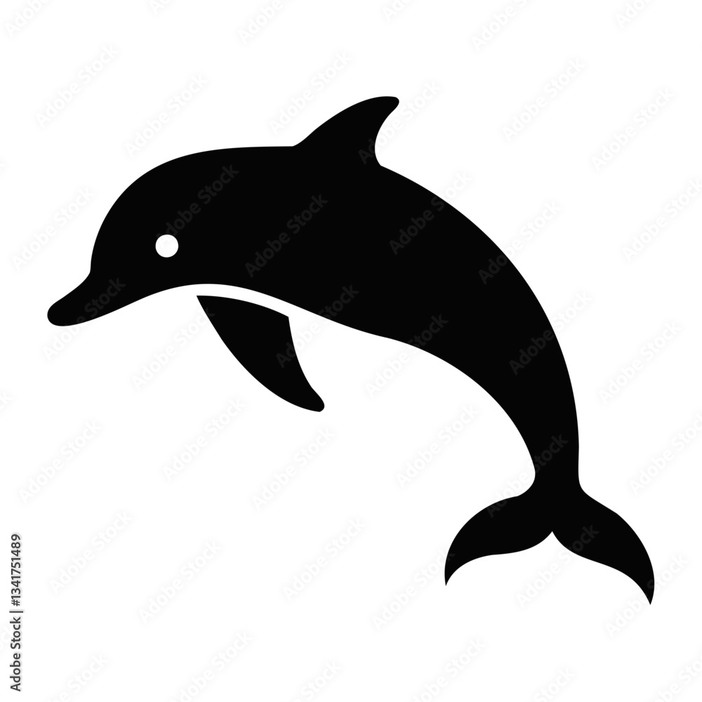 Fototapeta premium Dolphin Black Silhouette on transparent background