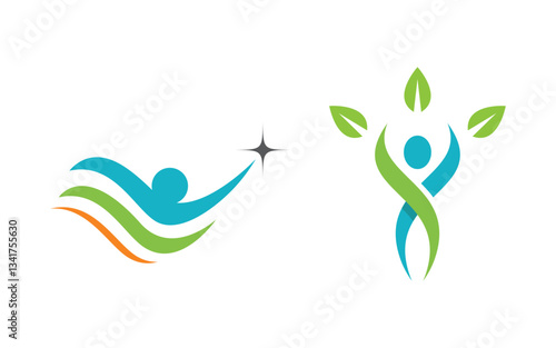 Healthy life Human character logo sign illustration v.77