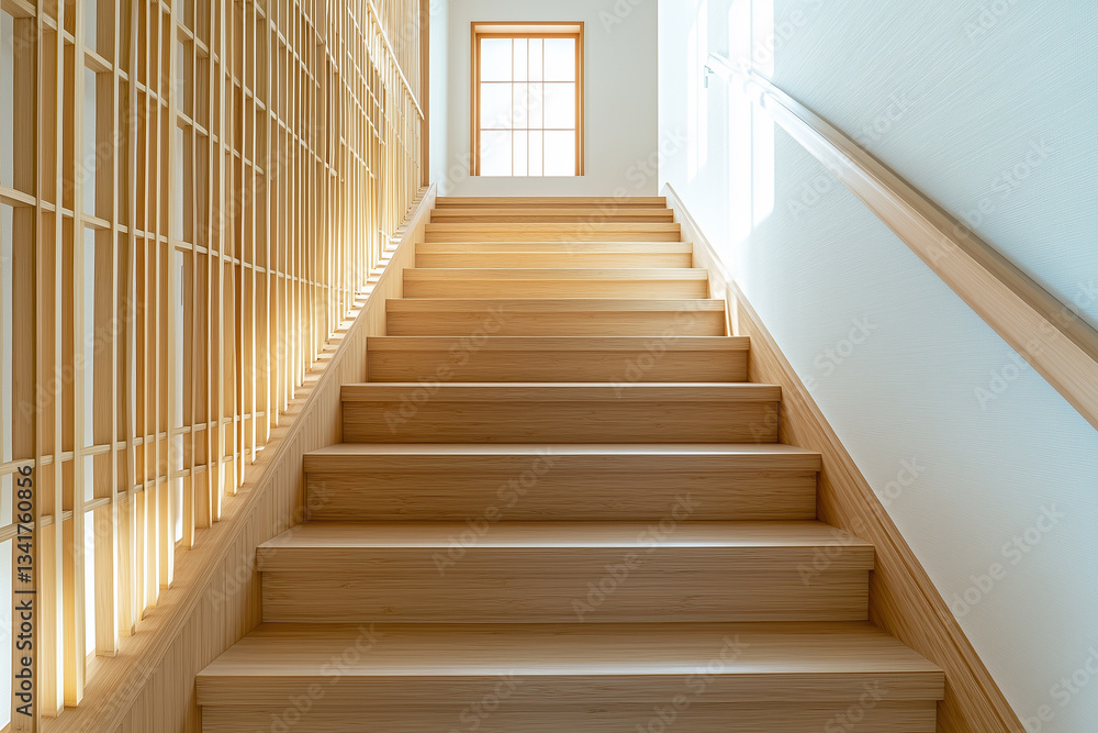 Obraz premium minimalist wooden stairs that look stylish