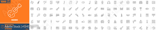 Music Line Editable Icons set