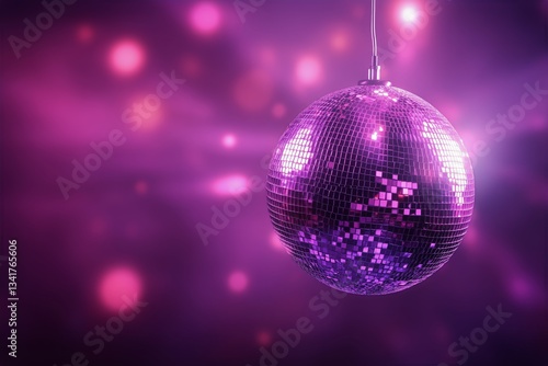Sparkling Disco Ball Hanging in Vibrant Atmosphere With Colorful Lights at a ...