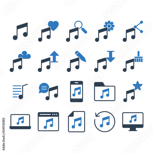 Music Icon Set - Sign Symbol	