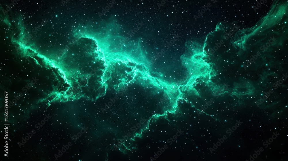 Time-lapse of green nebula clouds shifting, space-inspired background effect. Time-lapse of green nebula clouds shifting, space-inspired background effect.