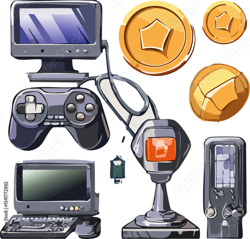 vector illustration of a set of computer