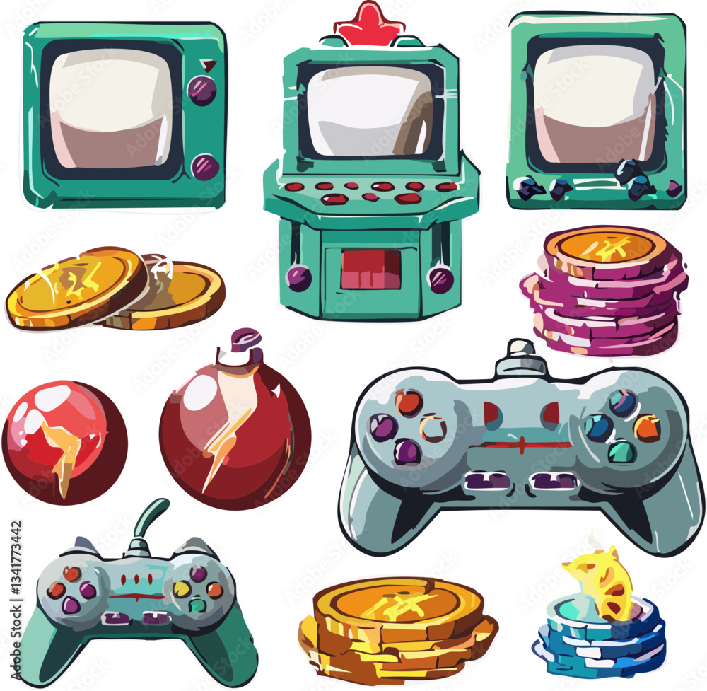Naklejka premium video game icons