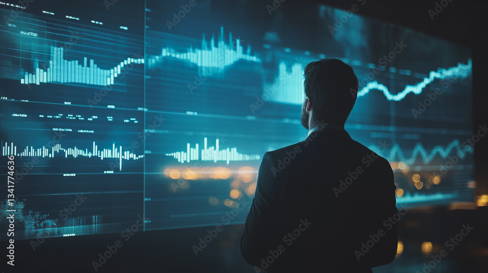 Professional business man working on a project together in the office Using economic growth charts and network connections to accompany the data. in Innovation analyzing future trends Professional business man working on a project together in the office Using economic growth charts and network connections to accompany the data. in Innovation analyzing future trends