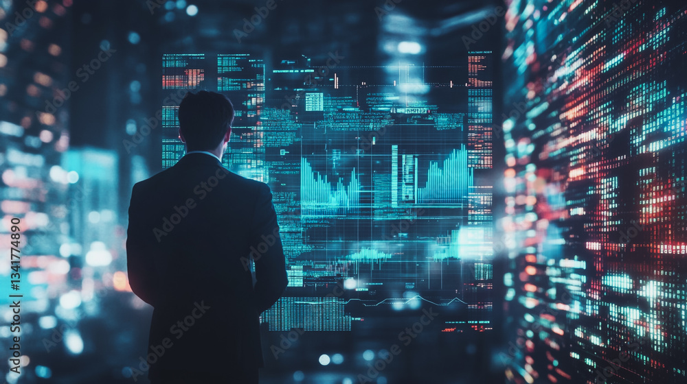Professional business man working on a project together in the office Using economic growth charts and network connections to accompany the data. in Innovation analyzing future trends Professional business man working on a project together in the office Using economic growth charts and network connections to accompany the data. in Innovation analyzing future trends