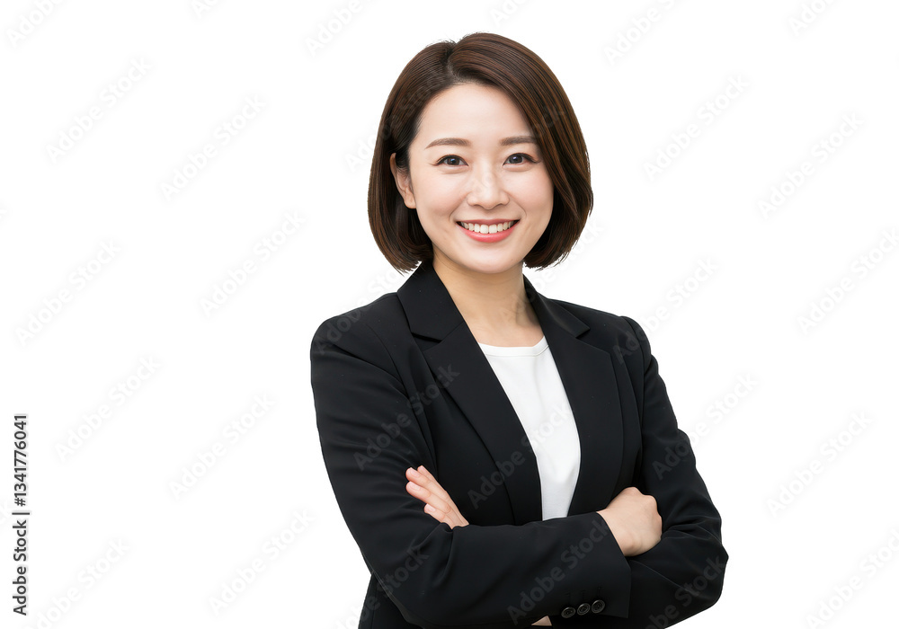 Portrait of smiling woman with crossed arms isolated on White background Portrait of smiling woman with crossed arms isolated on White background