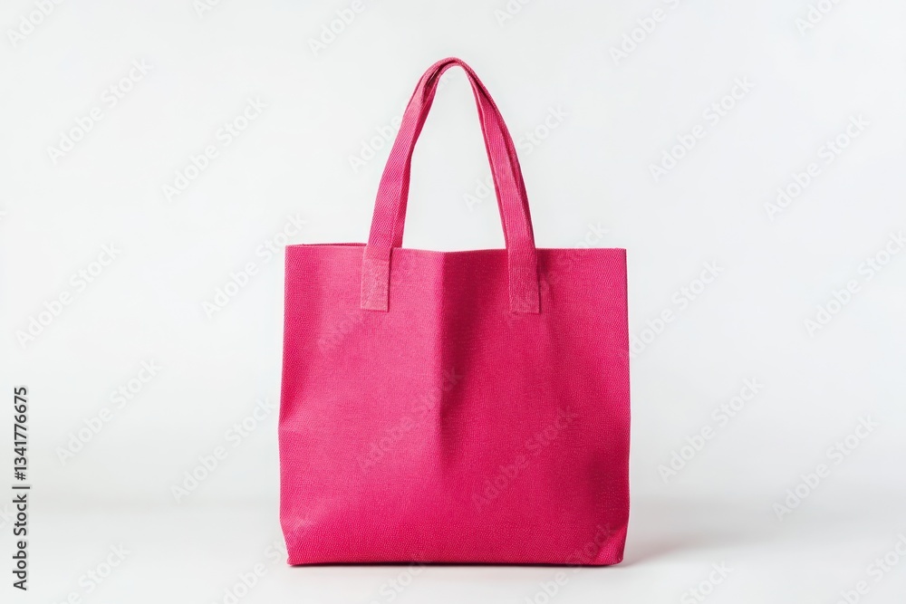 Bright pink tote bag displayed against a clean white background Bright pink tote bag displayed against a clean white background