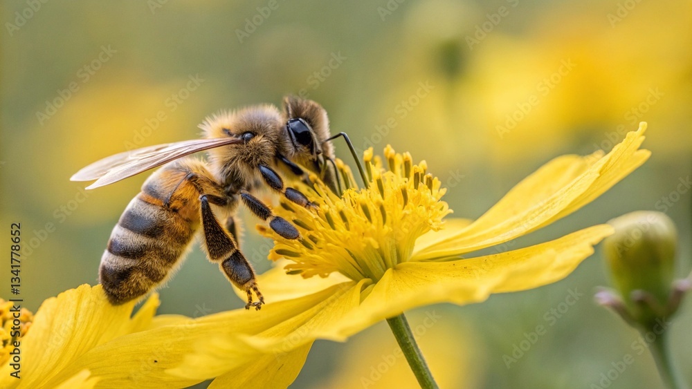 Macro Photography of a Bee on a Flower Macro Photography of a Bee on a Flower