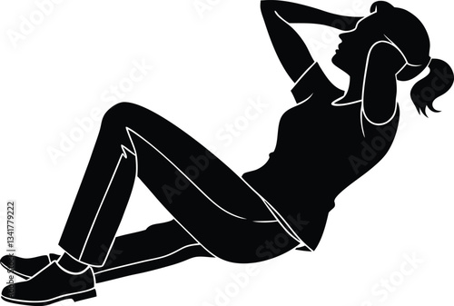 Silhouette of a woman in athletic pose