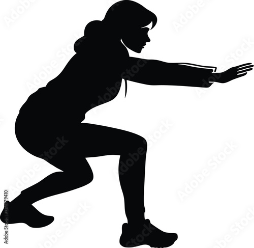 Silhouette of a woman in athletic pose