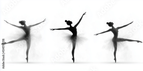 Wallpaper Mural Elegant black silhouette of a graceful ballerina dancing on a stark white background, capturing the essence of art in motion Torontodigital.ca