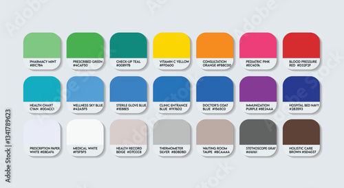 General Practitioner (GP) Color Guide Palette with Color Names. Catalog Sample General Practitioner (GP) with RGB HEX codes and Names. General Practitioner (GP) Doctor Color Palette, Color Palette