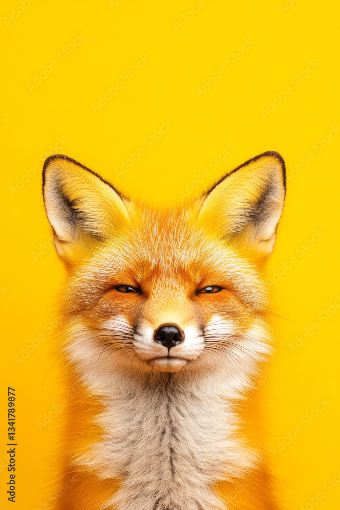 Obraz premium Striking socialist realism photographic portrait of a solitary fox, intense gaze highlighting
